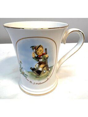Goebel Hummel "Mountaineer" Hum 315 Decorative Porcelain Mug With Gold Trim & Fl